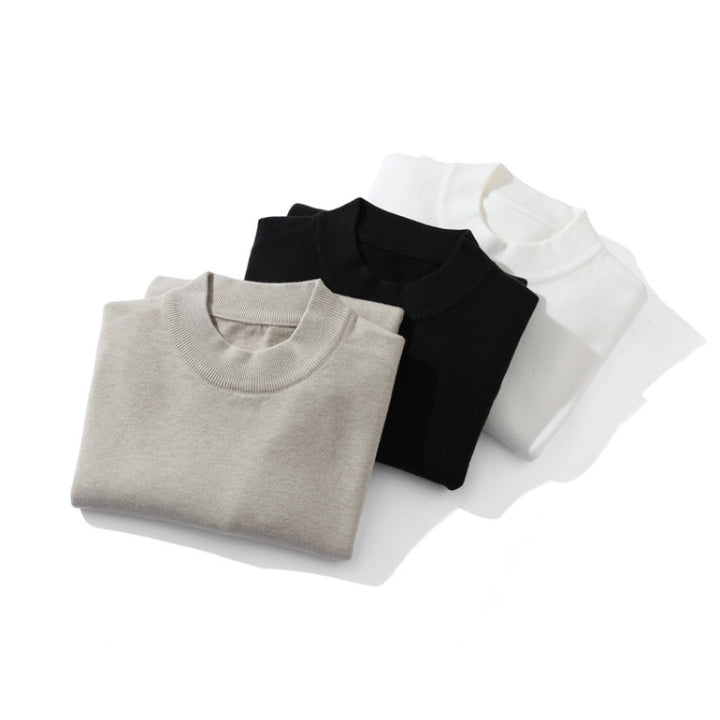 Unisex Feiner Strickpullover mit Mockneck, Oversize-Schnitt und gerippten Bündchen Echoarchiv