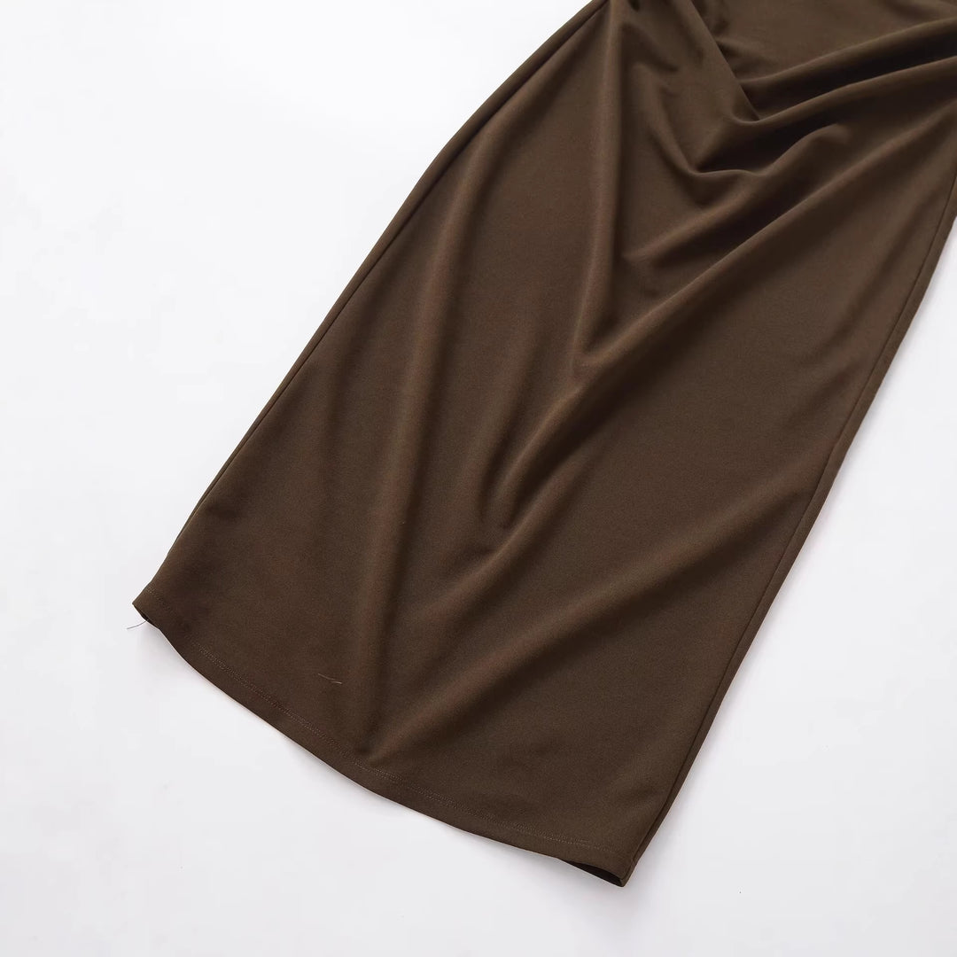 Damen Midikleid mit Neckholder, Wasserfall‑Cowl‑Ausschnitt und seitlicher Raffung Echo Archiv