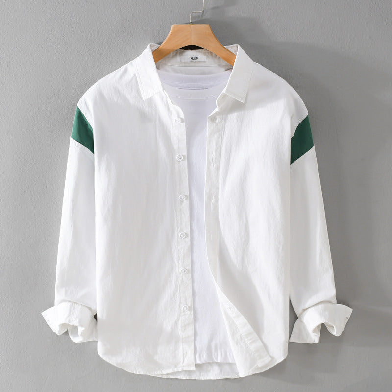 Herren Leichtes Baumwoll-Layering-Hemd mit Kontrastschulterpaneel und innenliegendem T-Shirt Echoarchiv