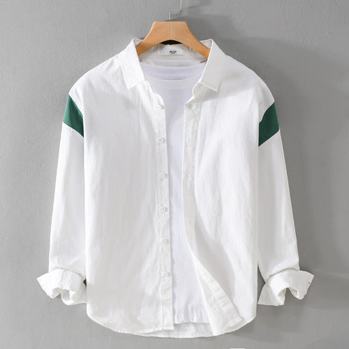 Herren Leichtes Baumwoll-Layering-Hemd mit Kontrastschulterpaneel und innenliegendem T-Shirt Echoarchiv
