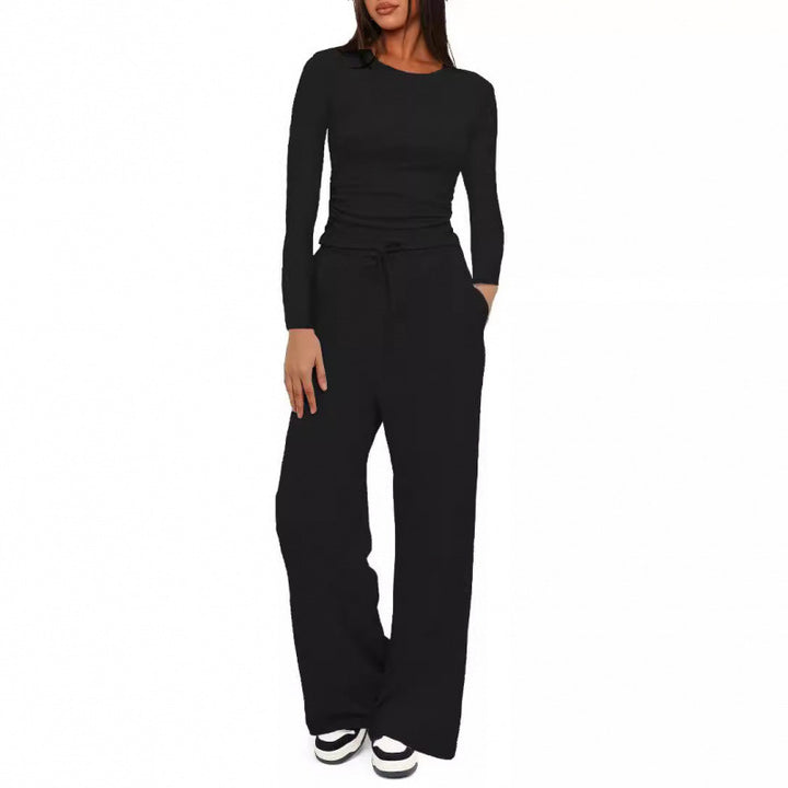 Damen Relax-Freizeithose mit extra weitem Bein, elastischem Bund und Kordelzug Echoarchiv