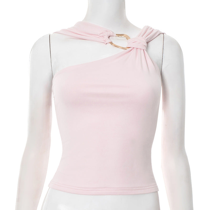 Damen asymmetrisches Trägershirt mit dekorativer Ringverzierung Echo Archiv