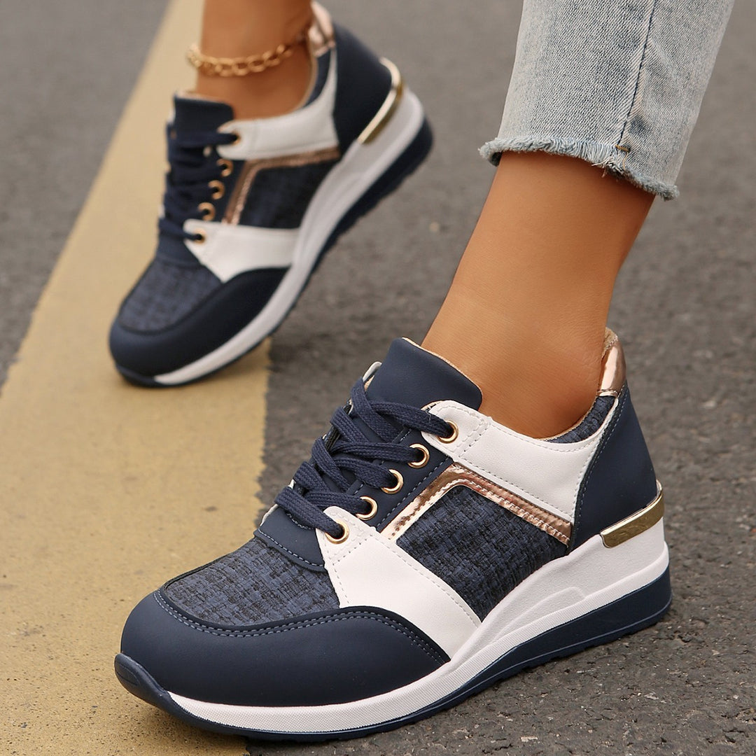 Damen  modische Plateau-Sneaker mit gepolstertem Memory-Fußbett und strukturierter Textil-Kombination Echo Archiv