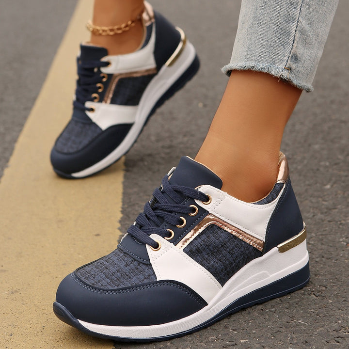 Damen  modische Plateau-Sneaker mit gepolstertem Memory-Fußbett und strukturierter Textil-Kombination Echo Archiv