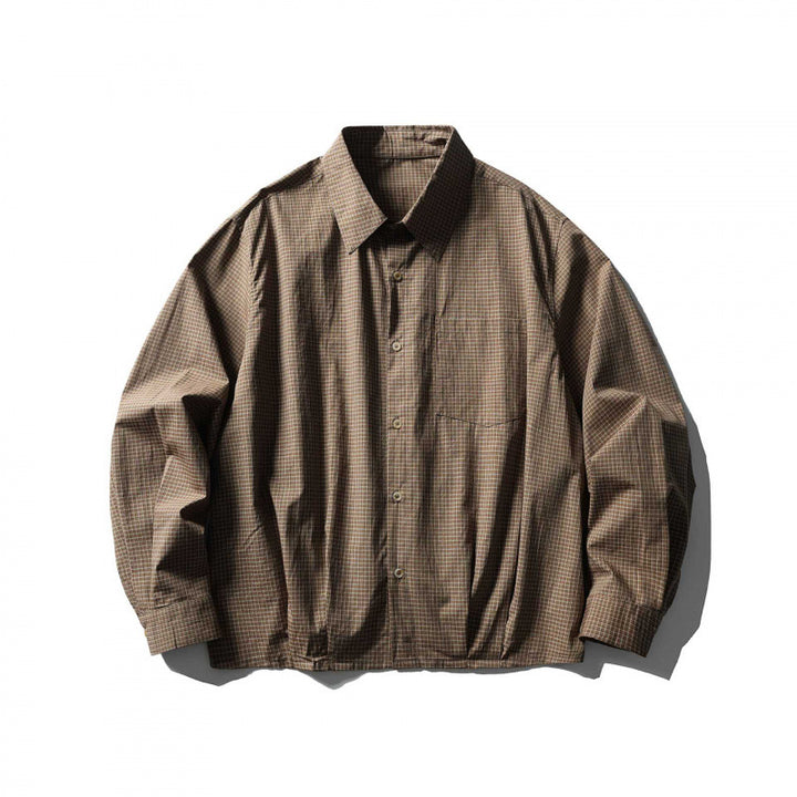 Herren Kurz geschnittenes kastiges Overshirt mit Karomuster, Hemdkragen und elastischem Saum Echo Archiv
