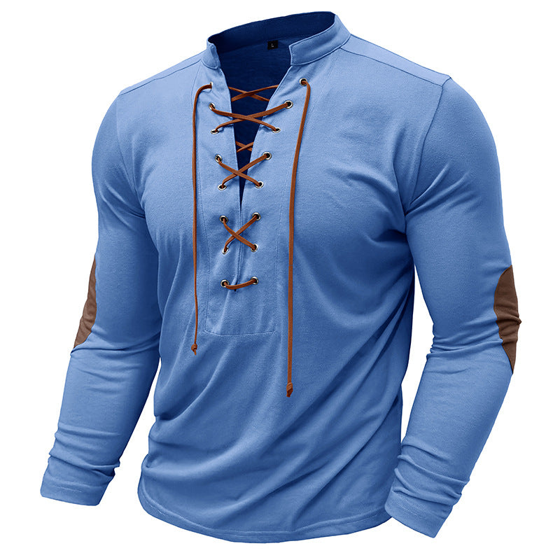 Herren Langarmshirt mit Latzkordel und Kontrastärmeln Echoarchiv