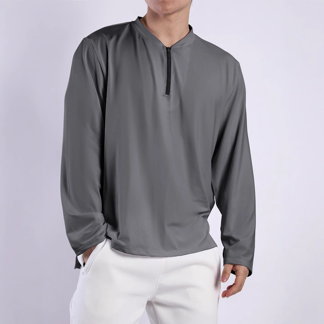 Herren langärmliges Funktionsshirt mit Stehkragen und Reißverschluss Echoarchiv