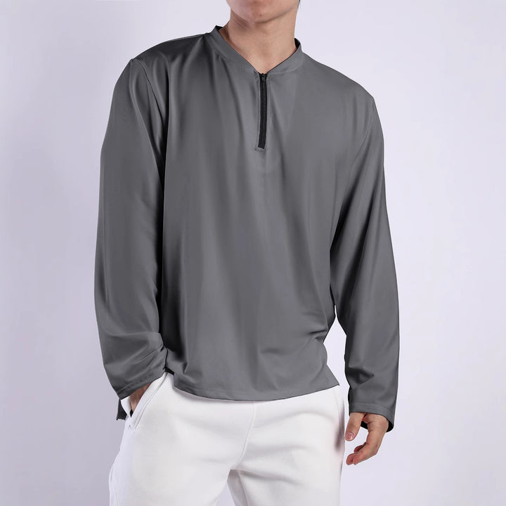 Herren langärmliges Funktionsshirt mit Stehkragen und Reißverschluss Echoarchiv