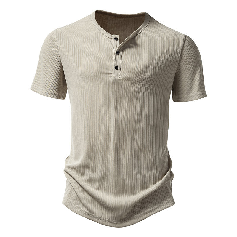 Herren Kurzarm-Henley-Shirt mit strukturiertem Design Echoarchiv