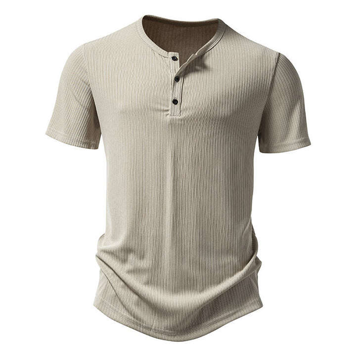 Herren Kurzarm-Henley-Shirt mit strukturiertem Design Echoarchiv