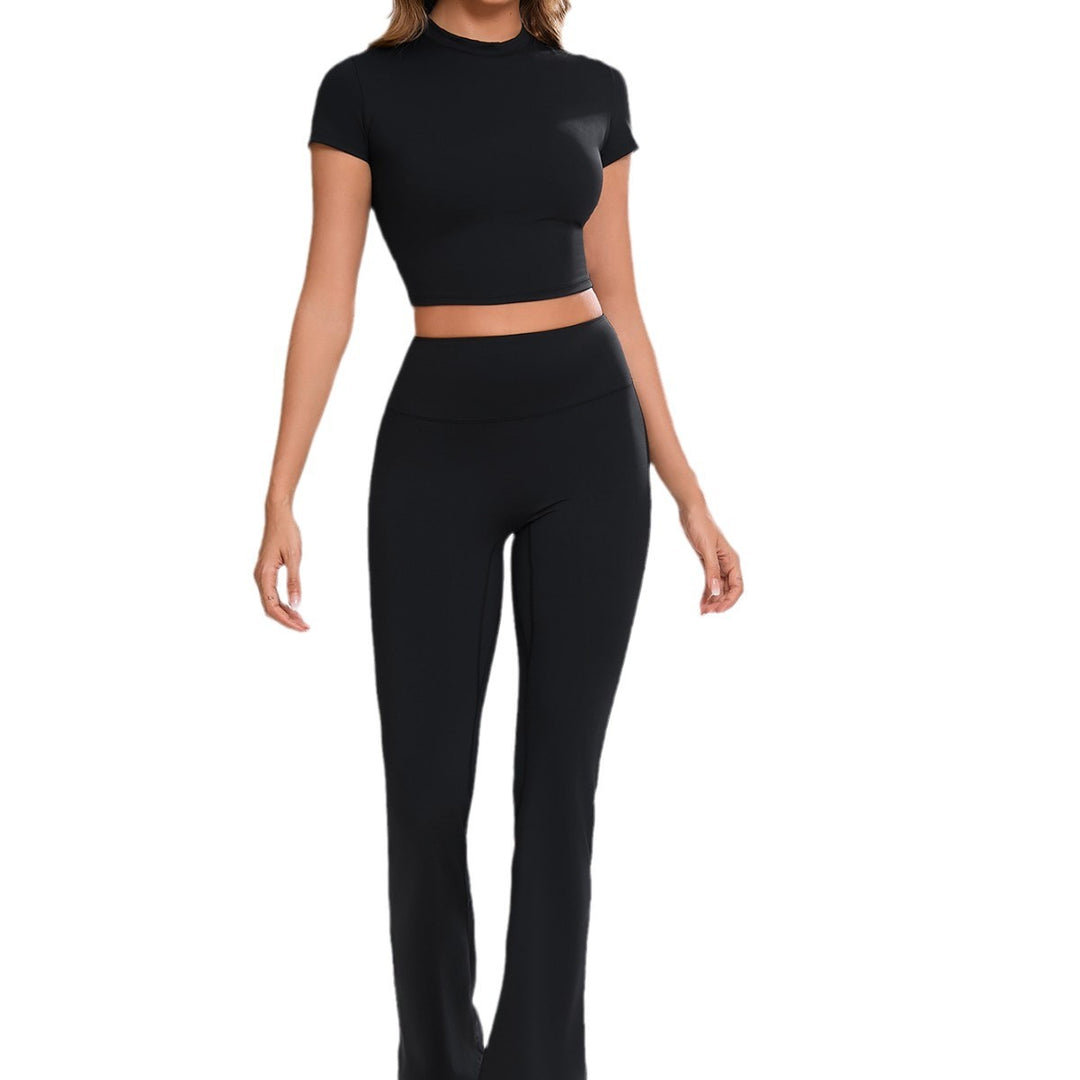 Damen Sportliches Crop Top und Flared Leggings Set Echo Archiv