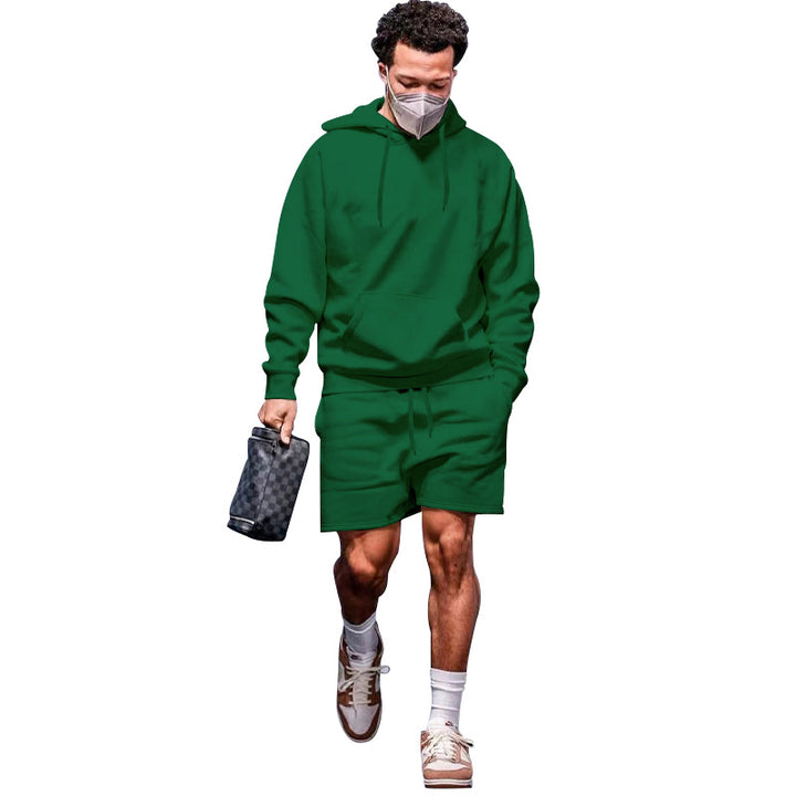 Herren lässiges Hoodie- und Shorts-Set aus atmungsaktivem Material mit praktischen Taschen Echoarchiv