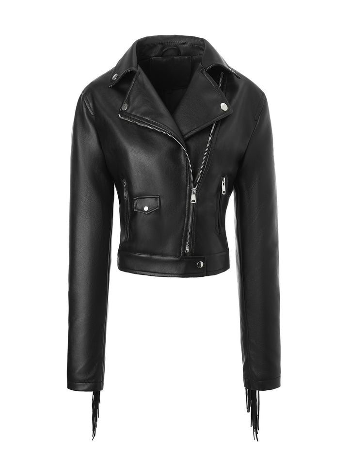 Damen Cropped Bikerjacke mit Fransen Echo Archiv