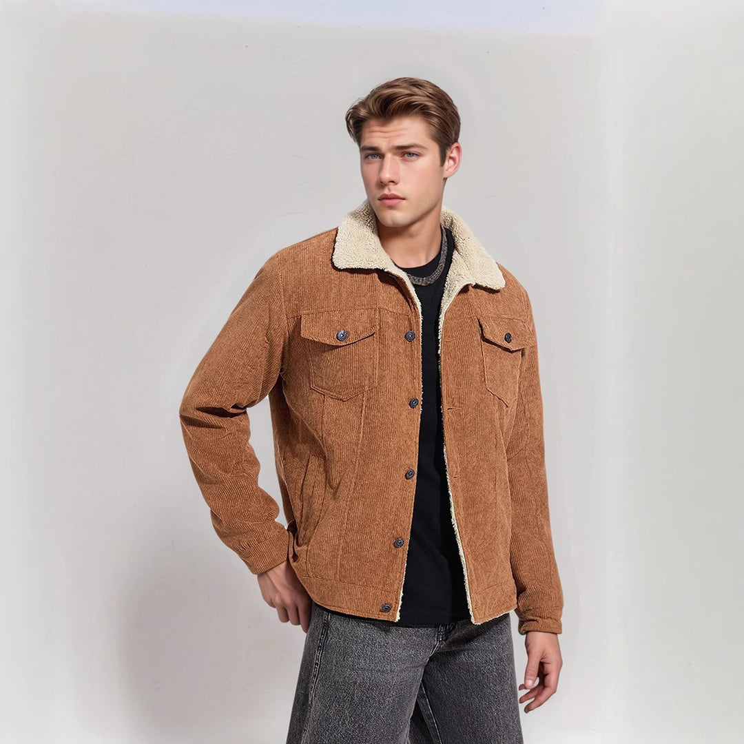 Herren kuschelige Cord-Jacke mit warmem Futter Echoarchiv
