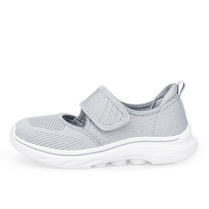 Damen nan Strick-Riemen-Sneaker mit Klettverschluss, gepolstertem Fußbett und stoßdämpfender EVA-Sohle Echo Archiv