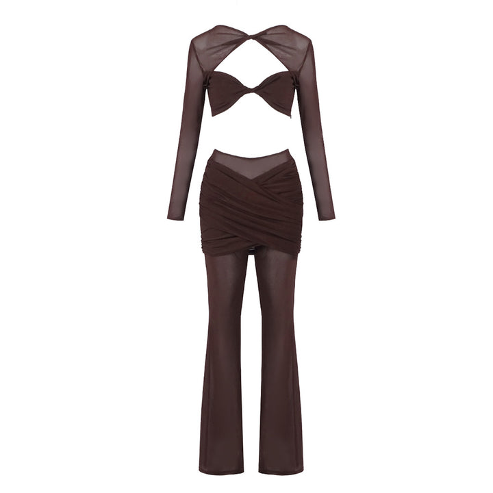 Damen Outfit-Set mit Langarmoberteil und stilvollem Wickelrock Echo Archiv