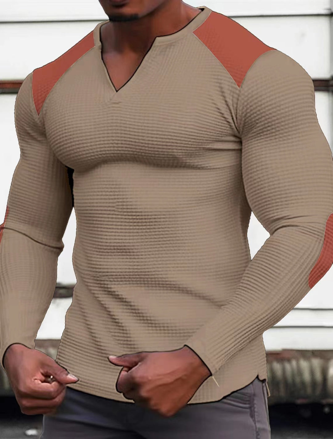 Herren Langarmshirt mit strukturiertem Stoff und Kontrastdetails Echoarchiv