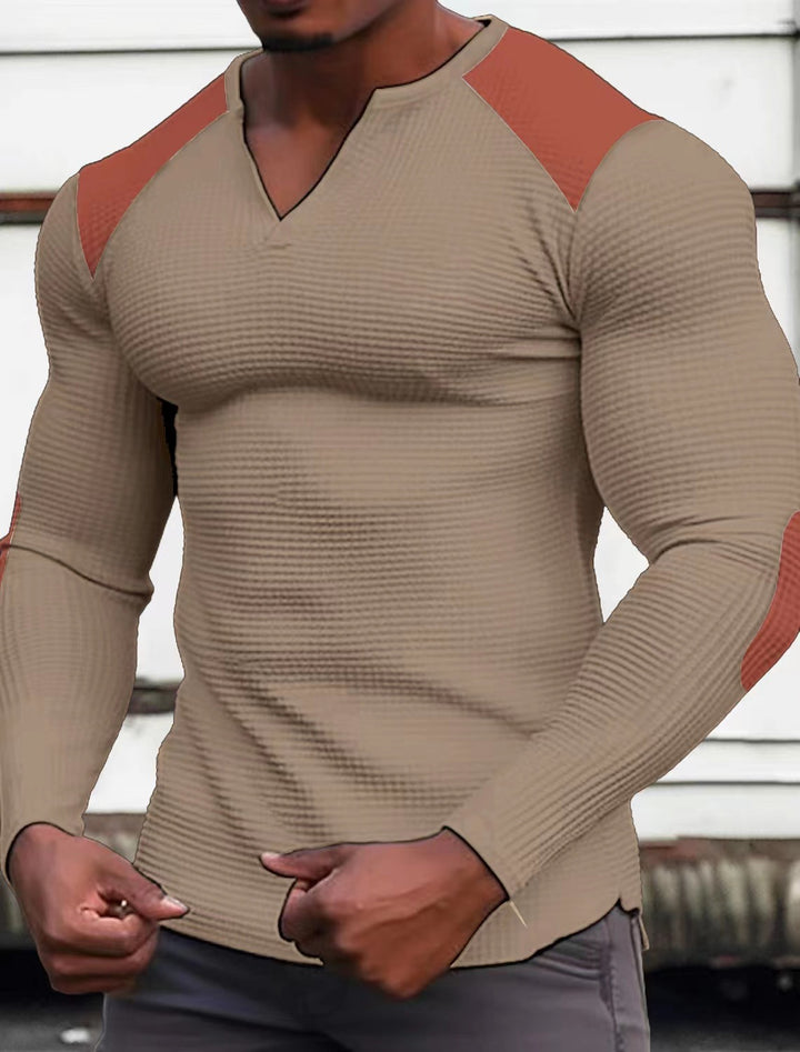 Herren Langarmshirt mit strukturiertem Stoff und Kontrastdetails Echoarchiv