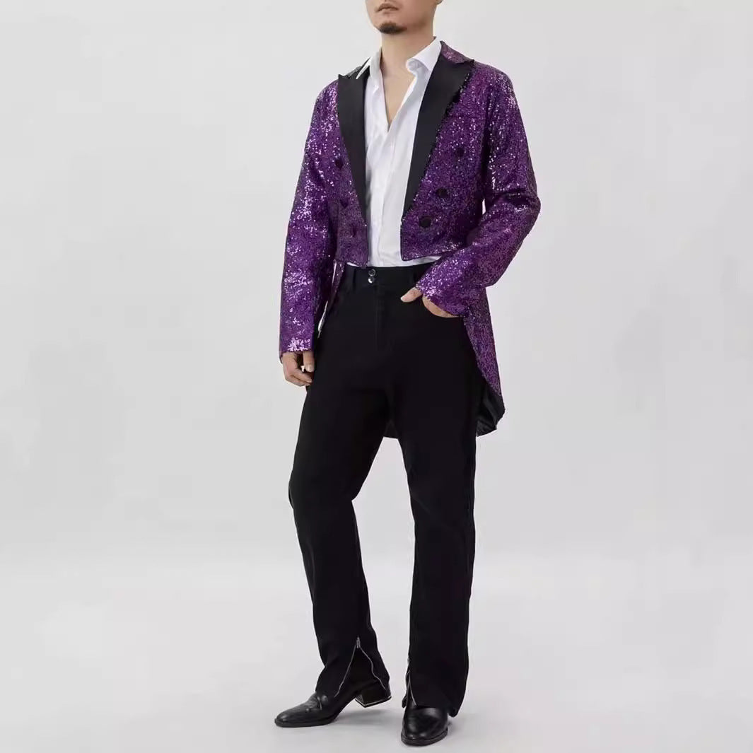 Herren festlicher Pailletten Blazer mit elegantem Revers Echoarchiv