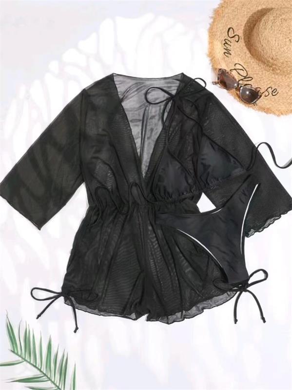 Damen Badeset mit transparentem Kimono und modischen Bikini Echo Archiv