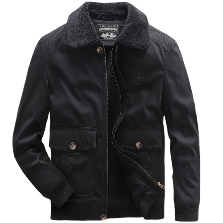 Herren Flieger-Bomberjacke mit Sherpa-Kragen und wärmender Teddyfleece-Innenlage – Brevano