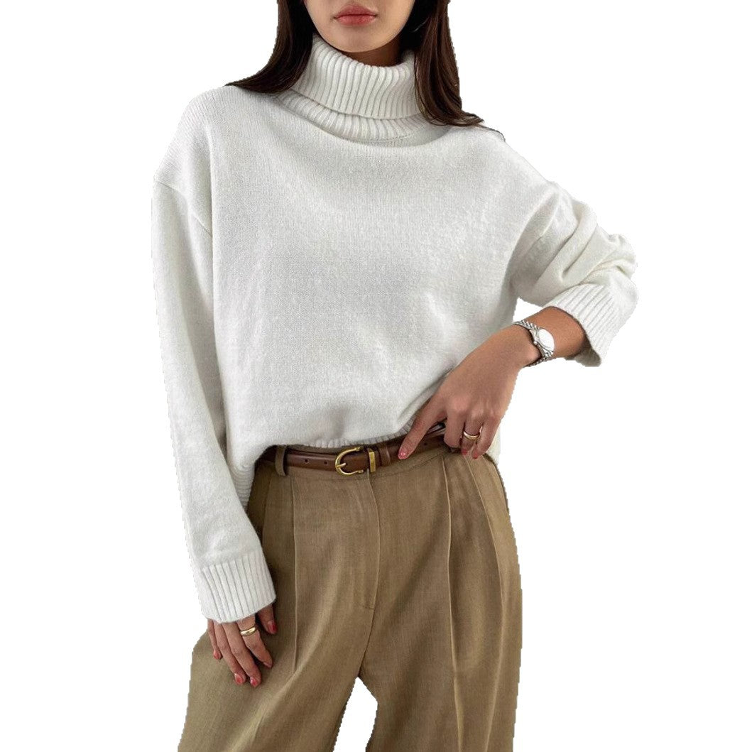 Damen Oversize Rollkragen-Feinstrickpullover mit Raglanärmeln und seitlichen Schlitzen – Mavelle