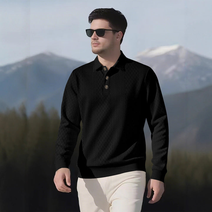 Herren modischer Langarmpullover mit Knopfleiste Echoarchiv