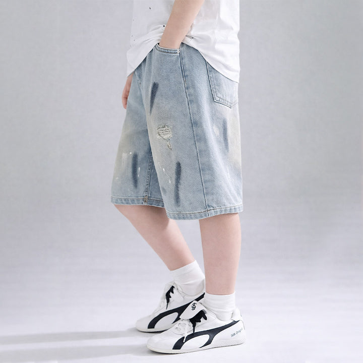 Unisex lockere Denim-Shorts mit einzigartigem Wasch- und Abriebstil Echo Archiv