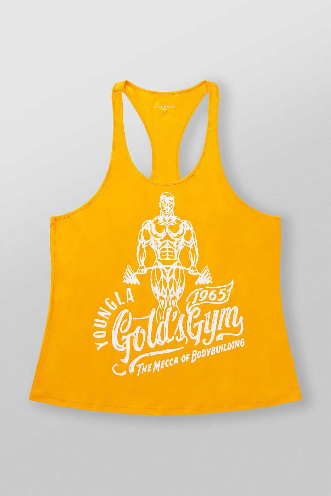 Herren nan athletisches Stringer Tanktop rückenfreier Schnitt mit Kontrastpaspel und Kraftsportmotiv Echo Archiv
