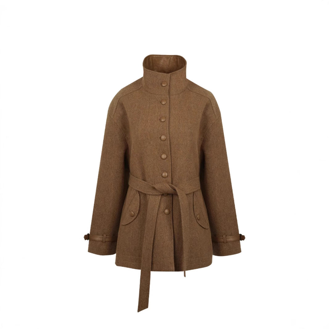 Damen Elegante und bequeme Wolljacke mit hohem Kragen Echoarchiv