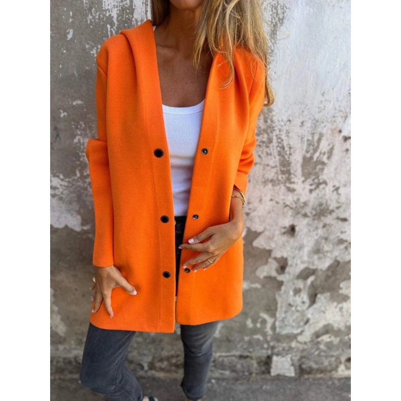 Damen Midilanger Oversize-Mantel aus Wollmix mit klarer Knopfleiste und minimalistischem Revers Echo Archiv