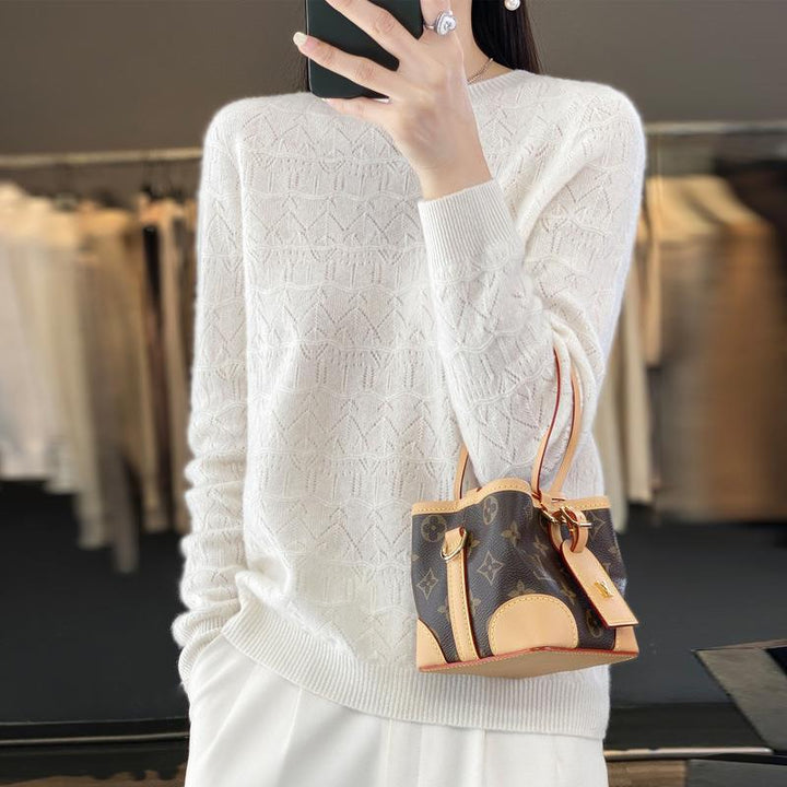Damen Kuscheliger Feinstrickpullover mit Ajour-Diamantmuster und weiter Passform Echoarchiv