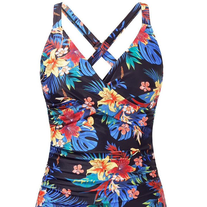 Damen Sportliches Tankini-Oberteil mit floralem Schnitt Echo Archiv