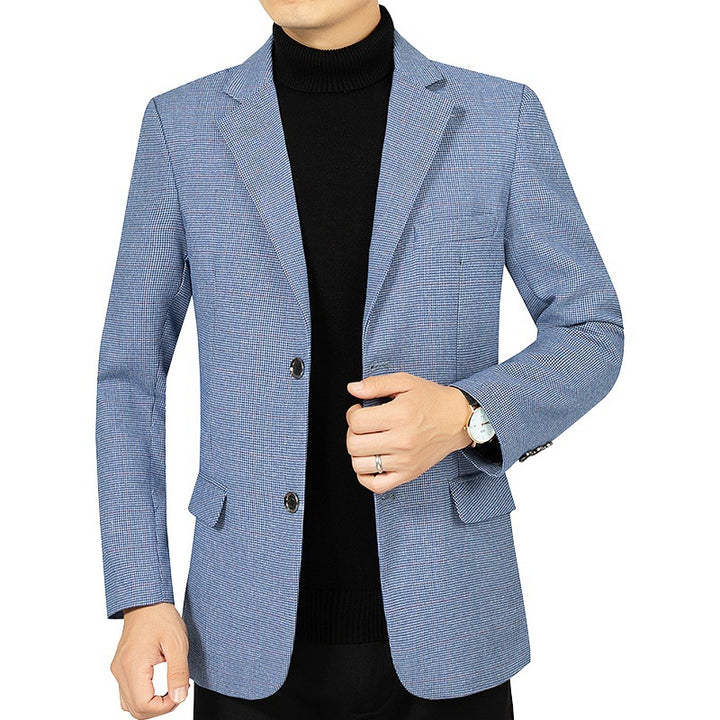 Herren Glencheck-Sakko Slim Fit aus Wollmischung mit dezentem Overcheck – Tianoro