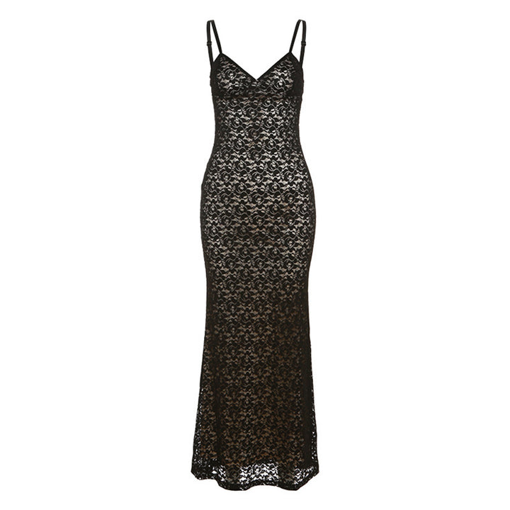 Damen Spitzen-Maxikleid mit eleganten Trägern Echo Archiv