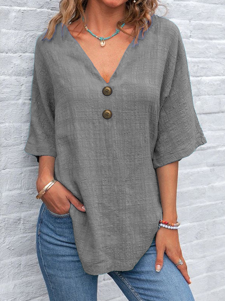 Damen V-Ausschnitt Bluse mit Knopfdetails Echo Archiv