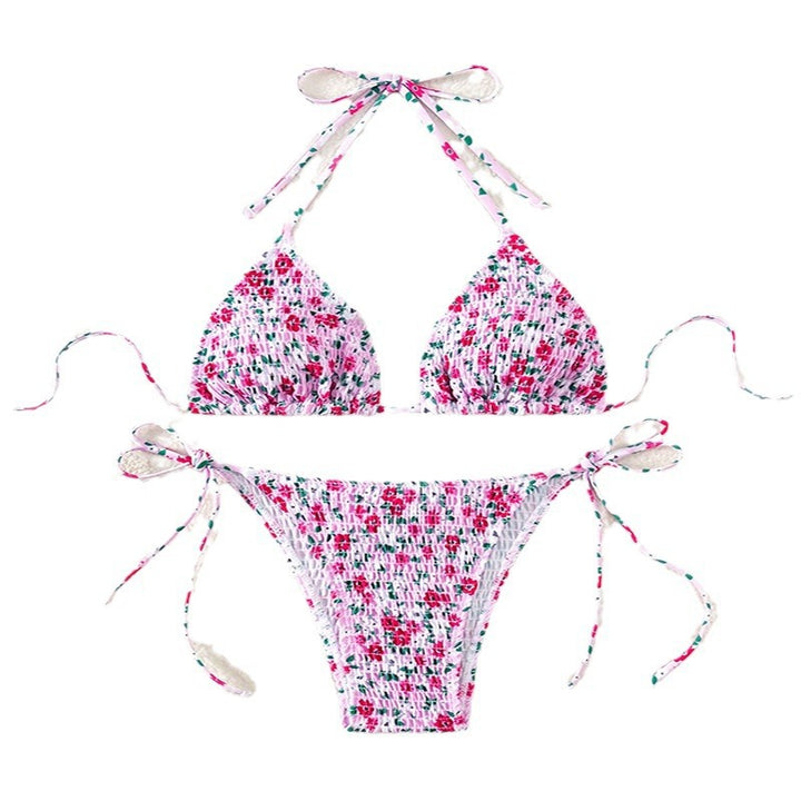 Damen Floral Push-Up-Bikini-Set mit verspielten Bindebändern Echo Archiv