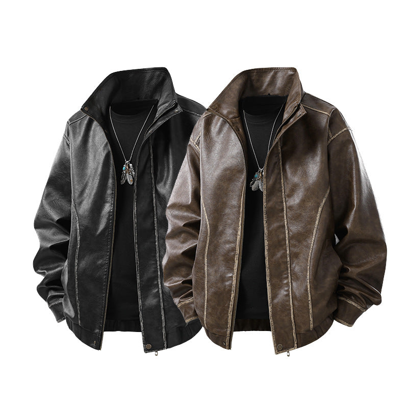 Herren Lederjacke im Vintage-Bomberstil mit Stehkragen Echo Archiv