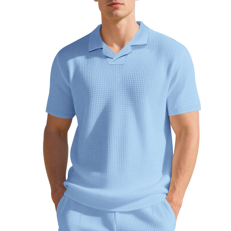 Herren hochwertiges Kurzarm-Polohemd mit strukturiertem Design und modischem Kragen Echoarchiv