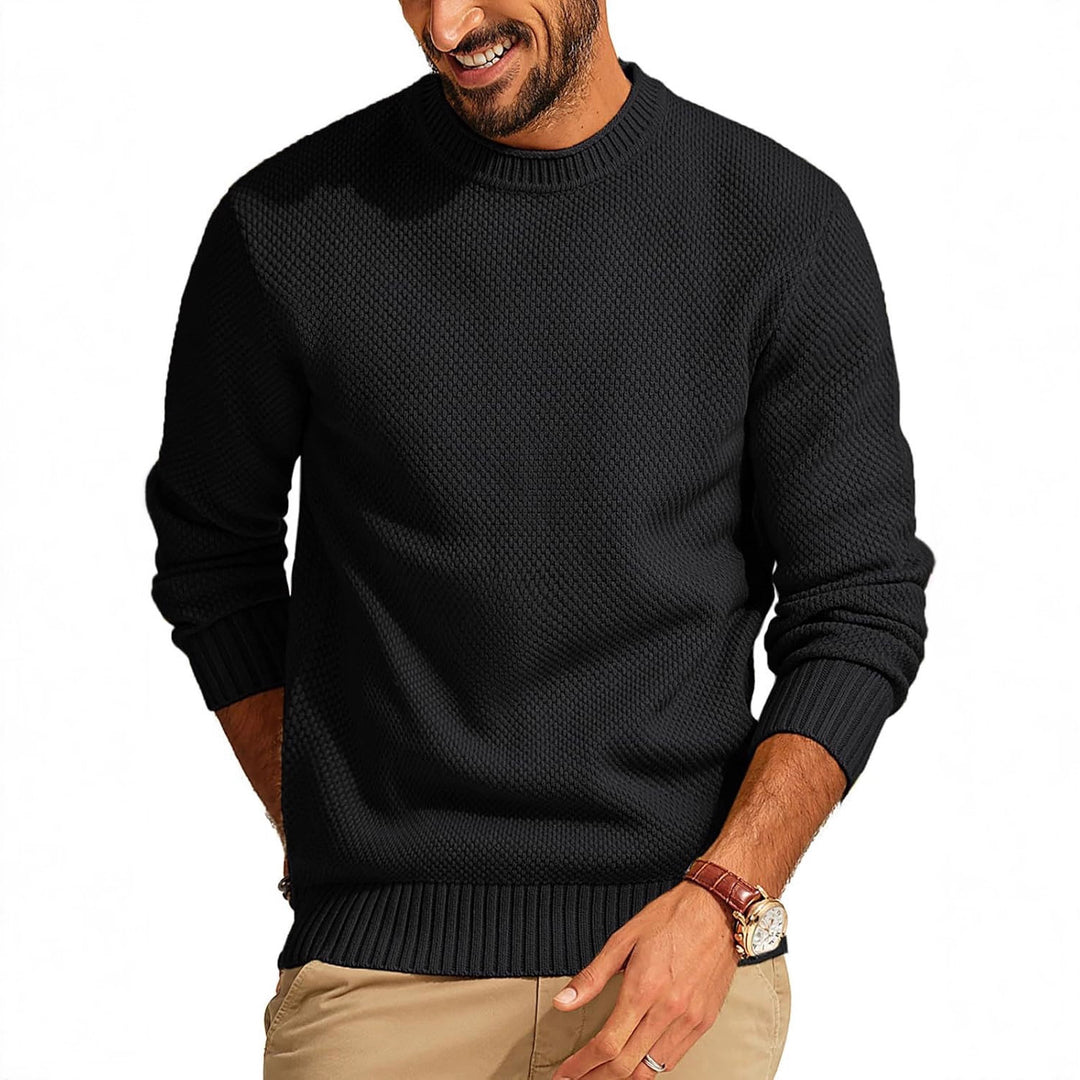 Herren Waffelstrick-Pullover mit Rundhalsausschnitt Echo Archiv