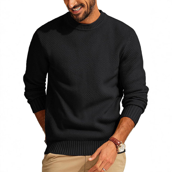 Herren Waffelstrick-Pullover mit Rundhalsausschnitt Echo Archiv
