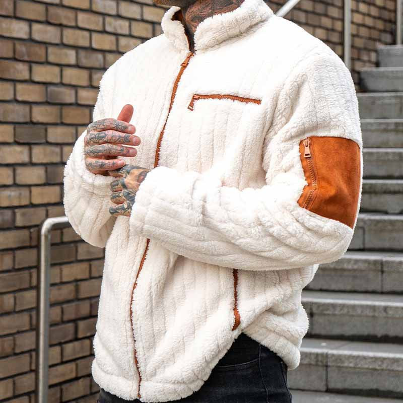 Herren Kuschelige Fleecejacke mit Kontrastelementen Echoarchiv