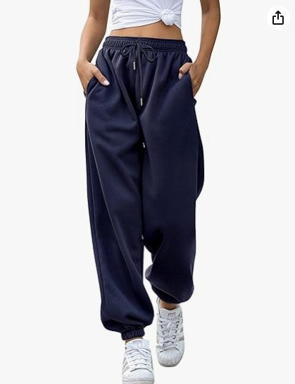 Damen lässige Jogginghose mit hohem Bund elastischen Knöchelabschlüssen und weichem Fleecefutter – Avélisse