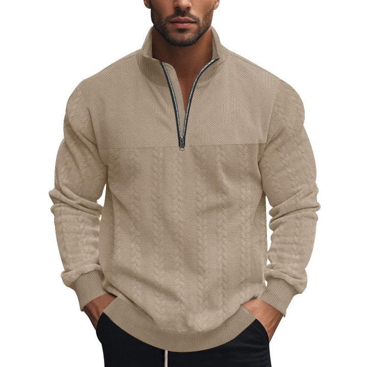 Herren Grobstrickpullover mit halbem Reißverschluss und strukturiertem Design Echoarchiv