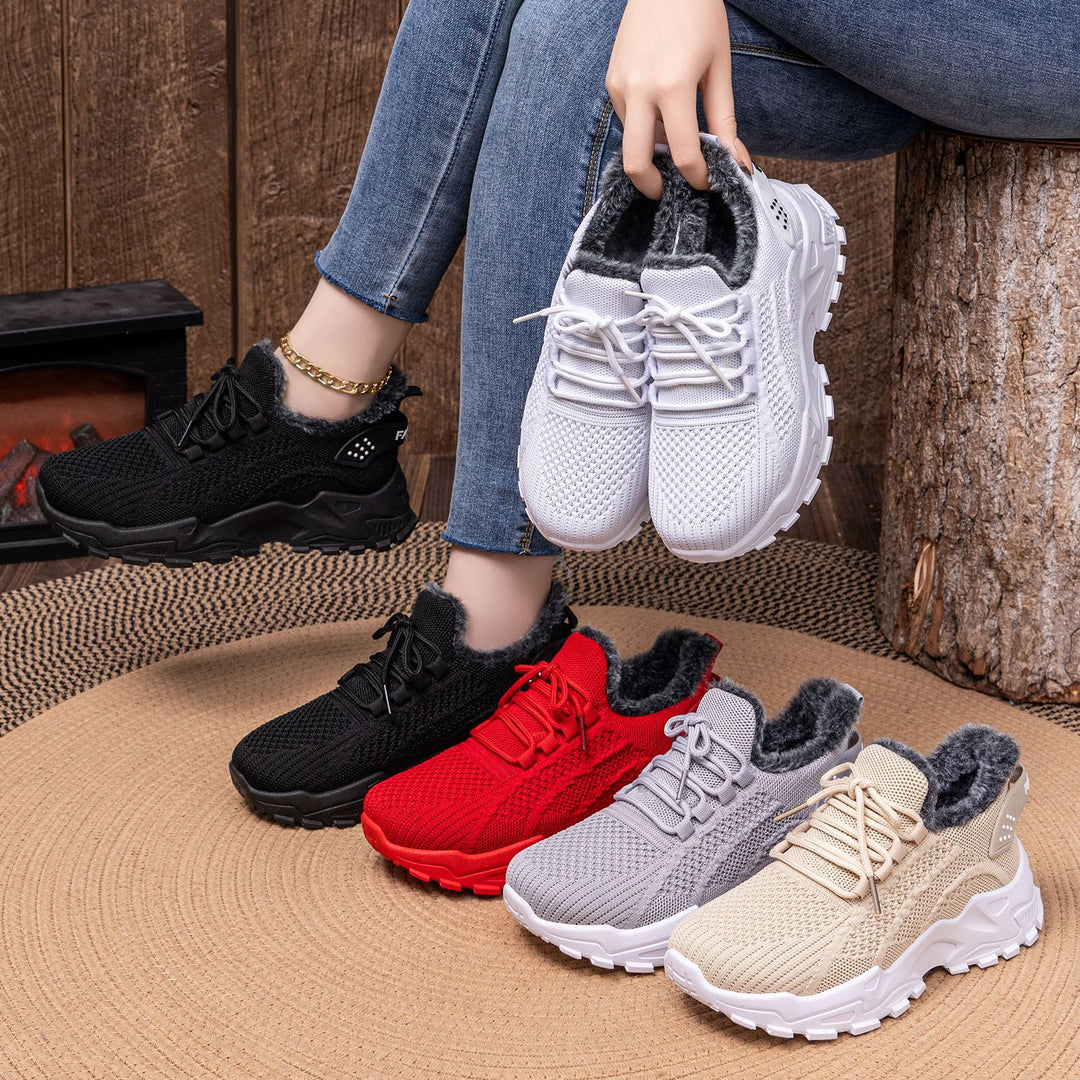 Damen nan gestrickter Winter-Chunky-Sneaker mit kuscheligem Kunstfellfutter und profilierter Dämpfsohle Echo Archiv