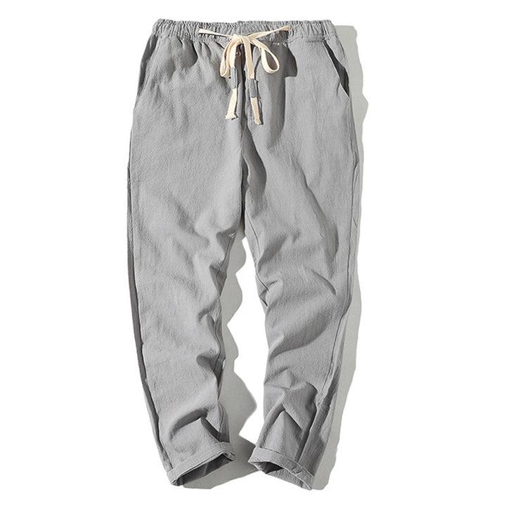 Herren nan leichte Leinenhose mit elastischem Bund und Kordelzug, tapered Schnitt und aufrollbarem Saum Echo Archiv
