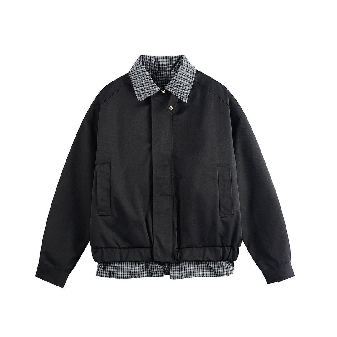 Herren Layered-Optik Blousonjacke mit Karokragen und verstellbarem Saum Echoarchiv