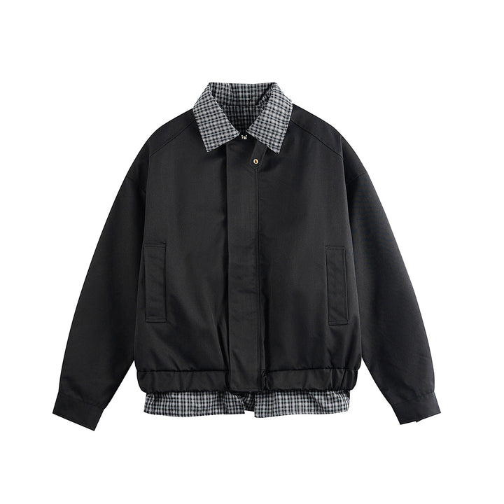 Herren Layered-Optik Blousonjacke mit Karokragen und verstellbarem Saum Echoarchiv