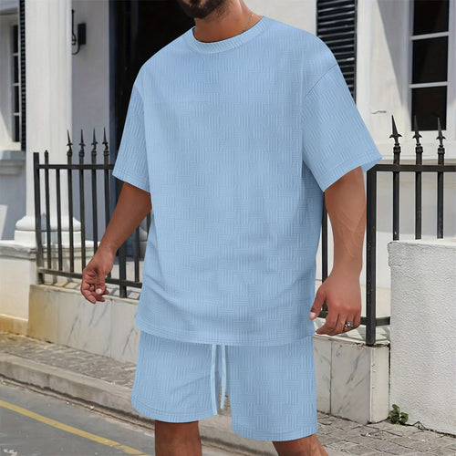 Herren lässiges T-Shirt und Shorts Set mit strukturierter Oberfläche Echoarchiv