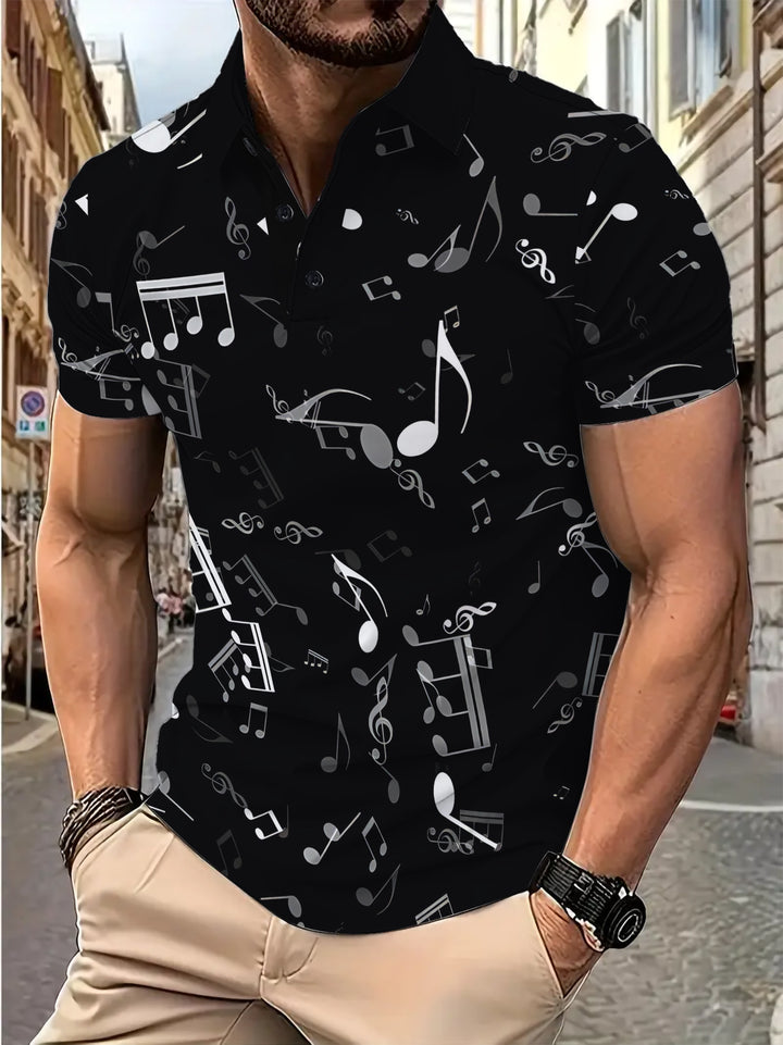 Herren Poloshirt mit musikalischem Druck Echoarchiv